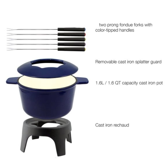 Sierra Swissmar Cast Iron Fondue Set in Deep Blue - Picture 11 of 11